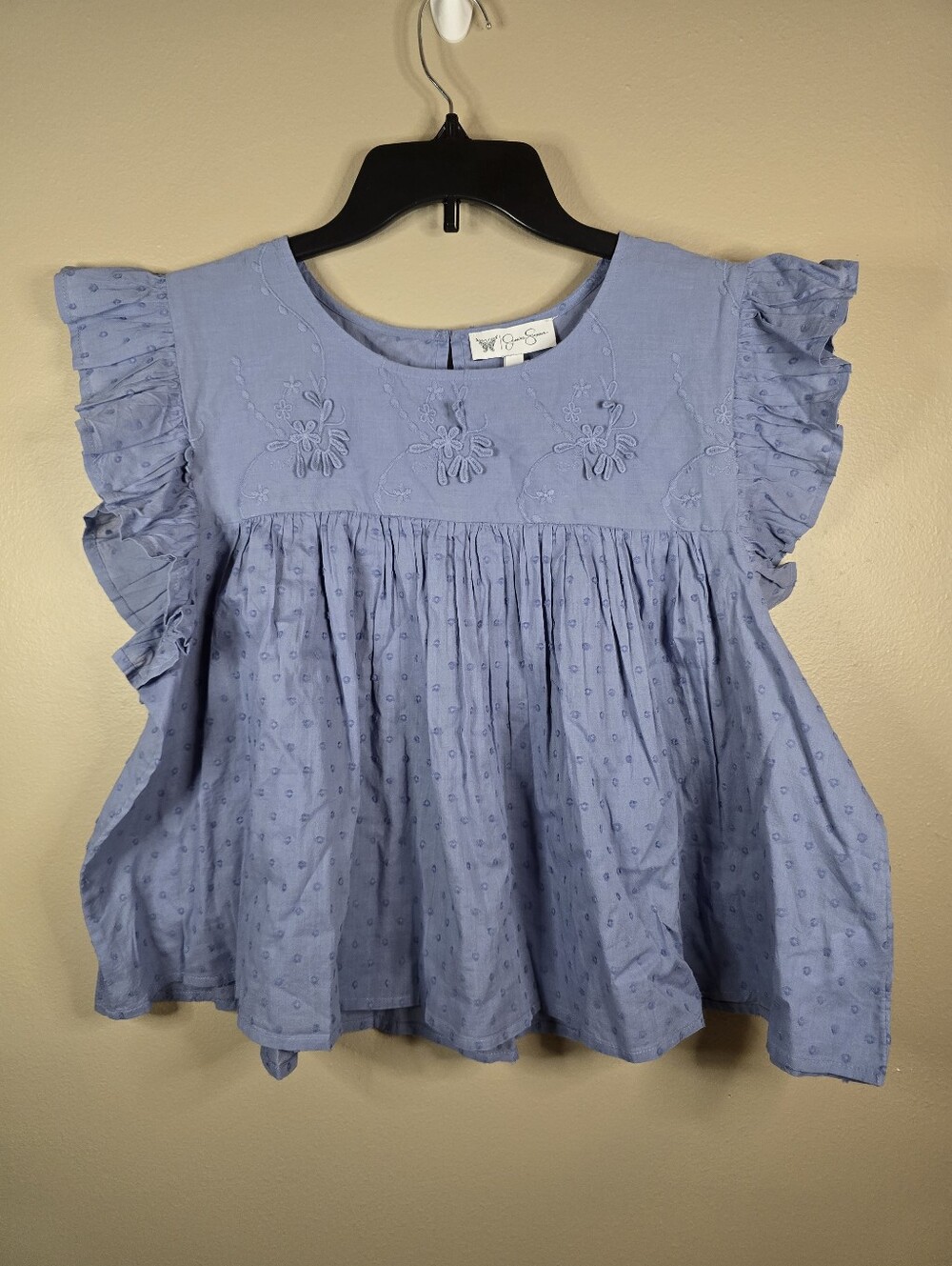 Jessica Simpson Lavender Eyelet Flutter Sleeve Blouse